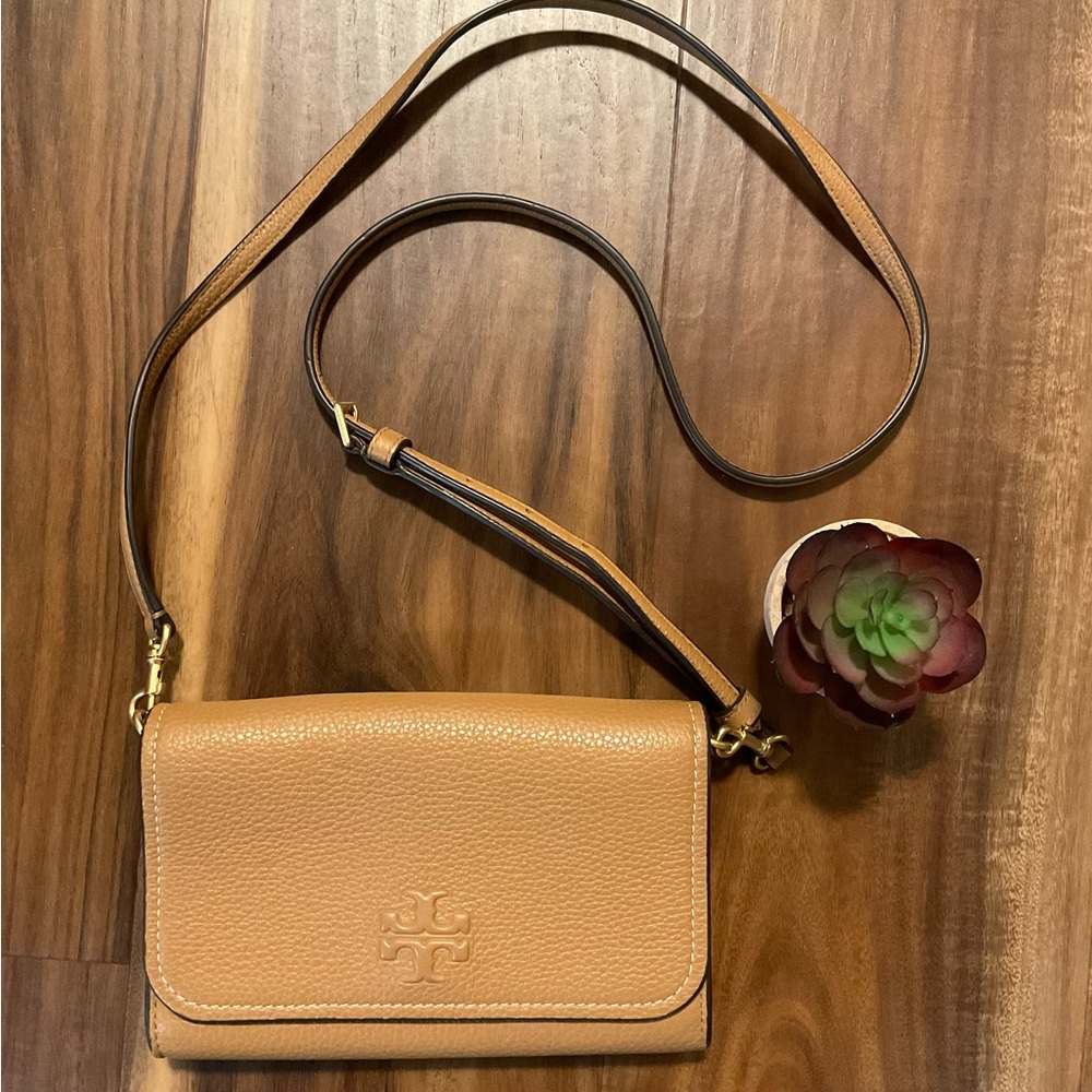 Tory Burch Camel Leather Crossbody Bag